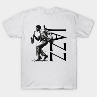 Jazz Saxophonist - Black Lettering T-Shirt